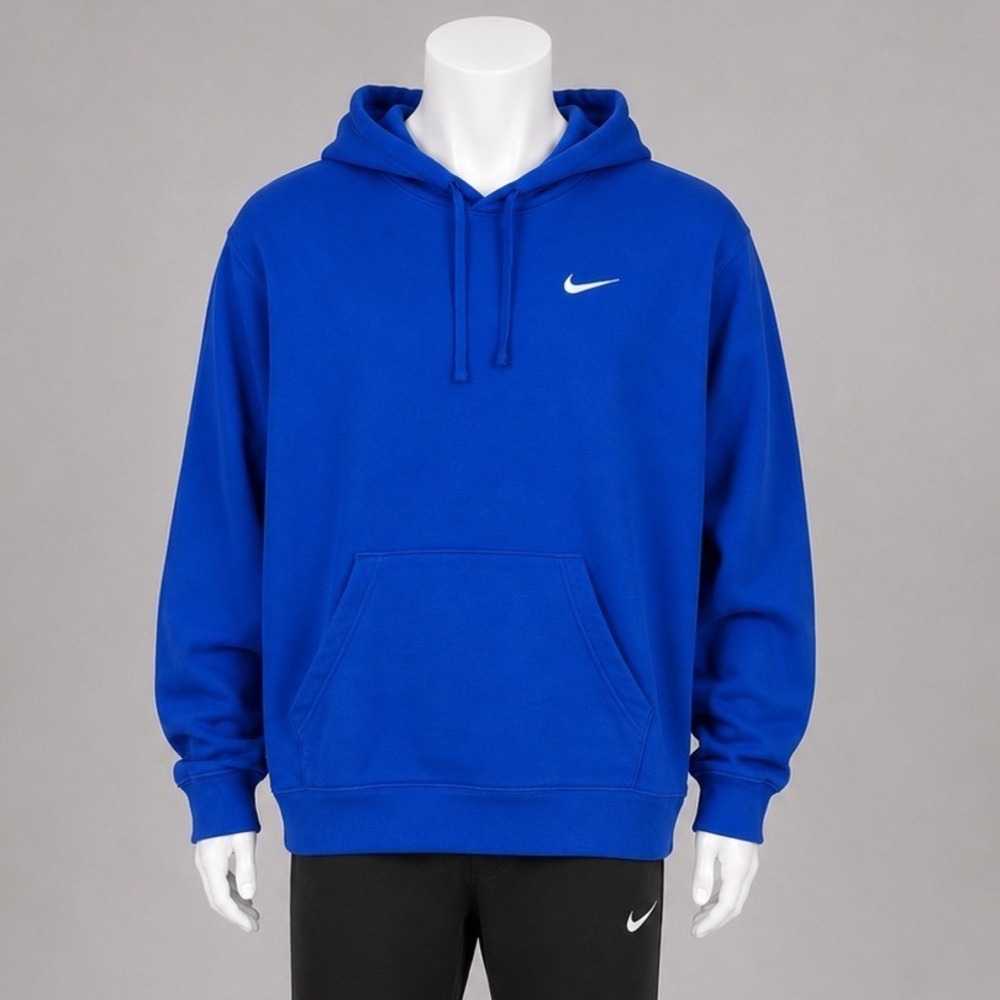 Nike Sportswear Club Fleece Hoodie Royal Blue White Swoosh Athleisure 3XL Pocket